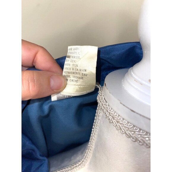 Info USA Silk Jacket Womens Large L Vintage Oversized Cotton Lined French Blue - Picture 12 of 12